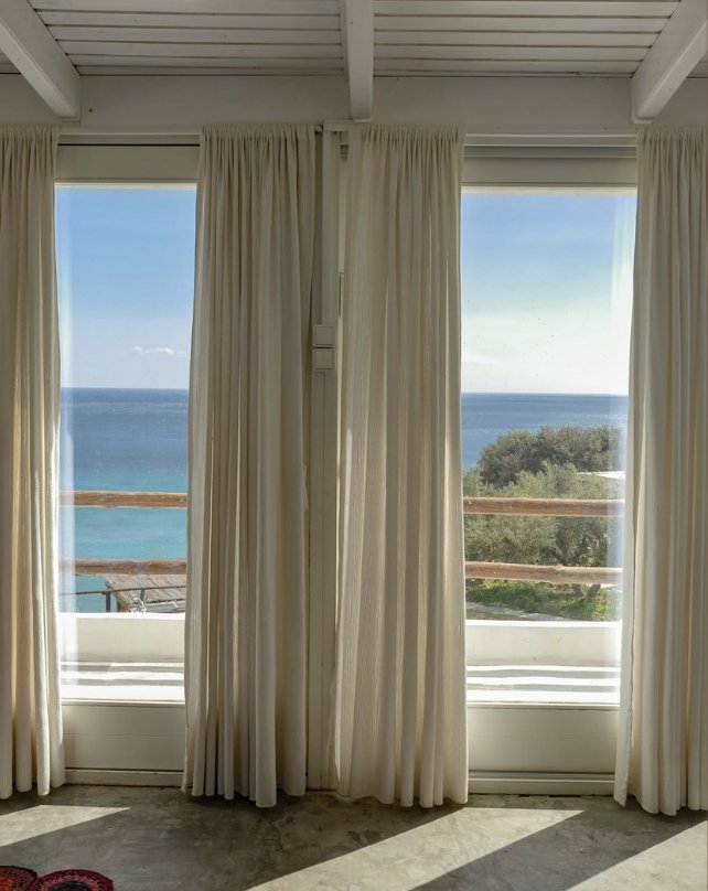 Light curtains framing the view over the bay